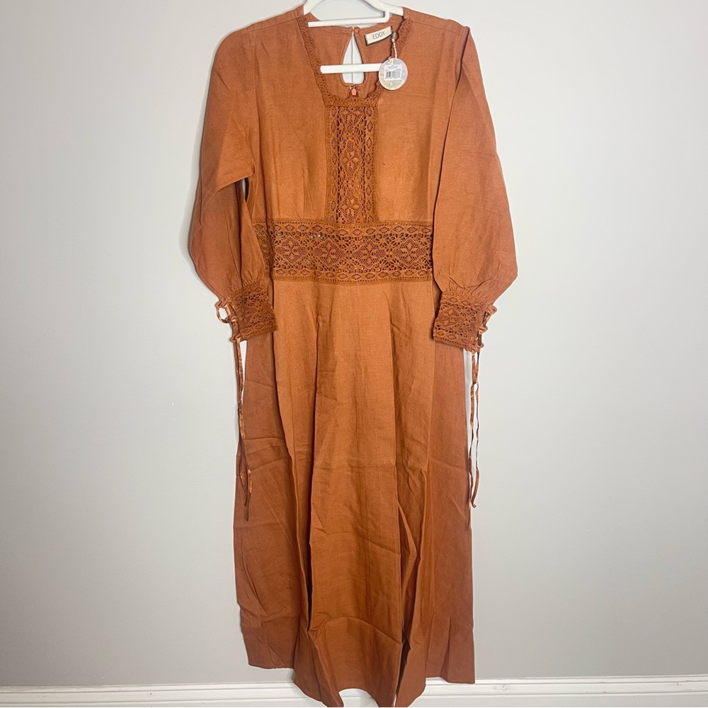 NWT Eddy Mary Linen Maxi Dress - Picture 9 of 14
